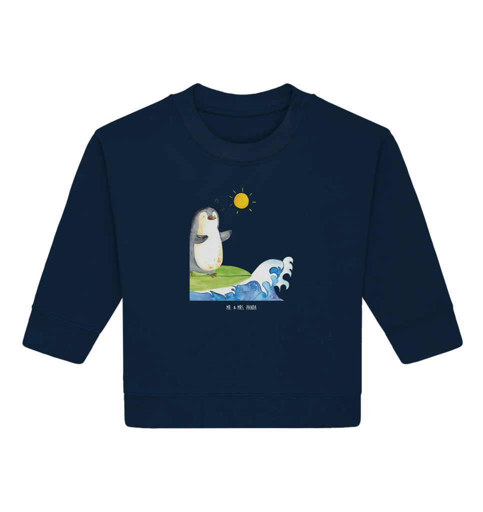 Organic Baby Pullover Pinguin Surfer Baby Bullover, Baby Sweatshirt, Pinguin, Pinguine, surfen, Surfer, Hawaii, Urlaub, Wellen, Wellen reiten, Portugal