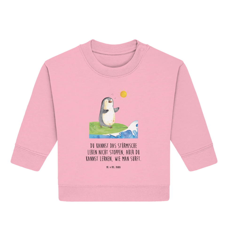 Organic Baby Pullover Pinguin Surfer Baby Bullover, Baby Sweatshirt, Pinguin, Pinguine, surfen, Surfer, Hawaii, Urlaub, Wellen, Wellen reiten, Portugal