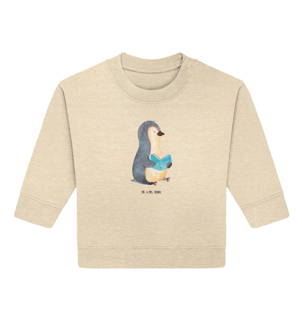 Organic Baby Pullover Pinguin Buch Baby Bullover, Baby Sweatshirt, Pinguin, Pinguine, Buch, Lesen, Bücherwurm, Nichtstun, Faulenzen, Ferien, Urlaub, Freizeit