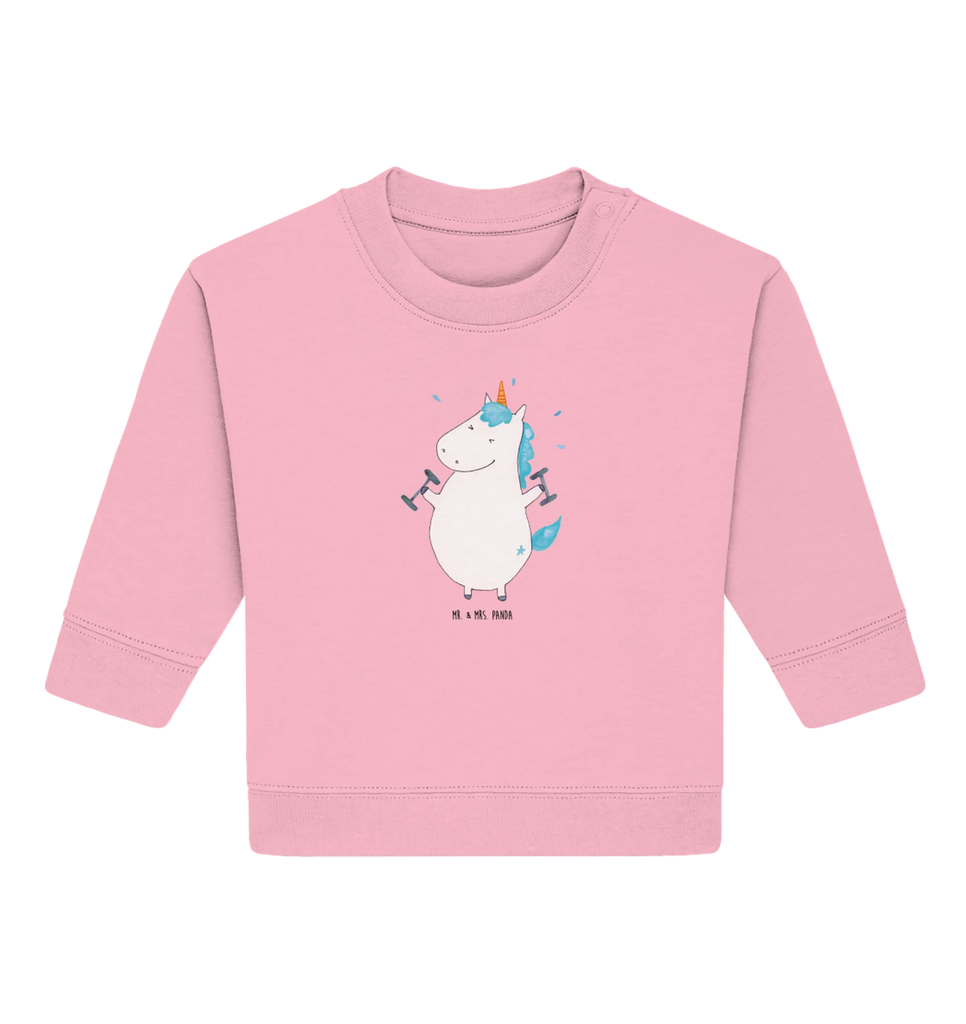 Organic Baby Pullover Einhorn Fitness Baby Bullover, Baby Sweatshirt, Einhorn, Einhörner, Einhorn Deko, Pegasus, Unicorn, Gym, Fitness, Fitnessstudio, Diät, Abnehmen, Sport, Pumpen, Geräte, Sixpack