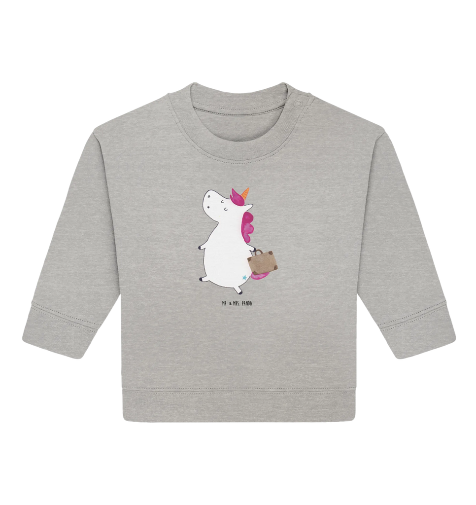 Organic Baby Pullover Einhorn Koffer Baby Bullover, Baby Sweatshirt, Einhorn, Einhörner, Einhorn Deko, Pegasus, Unicorn, unicorn, Koffer, Verreisen, Reise, Gepäck, Abenteuer, Erwachsen, Kind, albern, Spaß, lustig, witzig