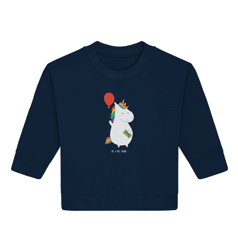 Organic Baby Pullover Einhorn Luftballon Baby Bullover, Baby Sweatshirt, Einhorn, Einhörner, Einhorn Deko, Pegasus, Unicorn, Luftballon, Geld, Lebenslust, Freude, Geschenk, Freundin