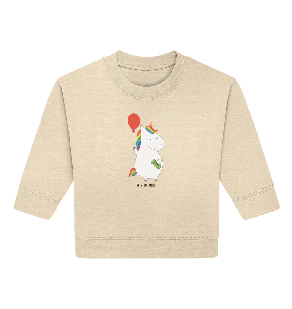 Organic Baby Pullover Einhorn Luftballon Baby Bullover, Baby Sweatshirt, Einhorn, Einhörner, Einhorn Deko, Pegasus, Unicorn, Luftballon, Geld, Lebenslust, Freude, Geschenk, Freundin