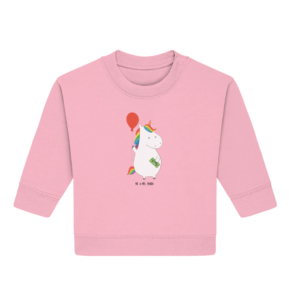 Organic Baby Pullover Einhorn Luftballon Baby Bullover, Baby Sweatshirt, Einhorn, Einhörner, Einhorn Deko, Pegasus, Unicorn, Luftballon, Geld, Lebenslust, Freude, Geschenk, Freundin