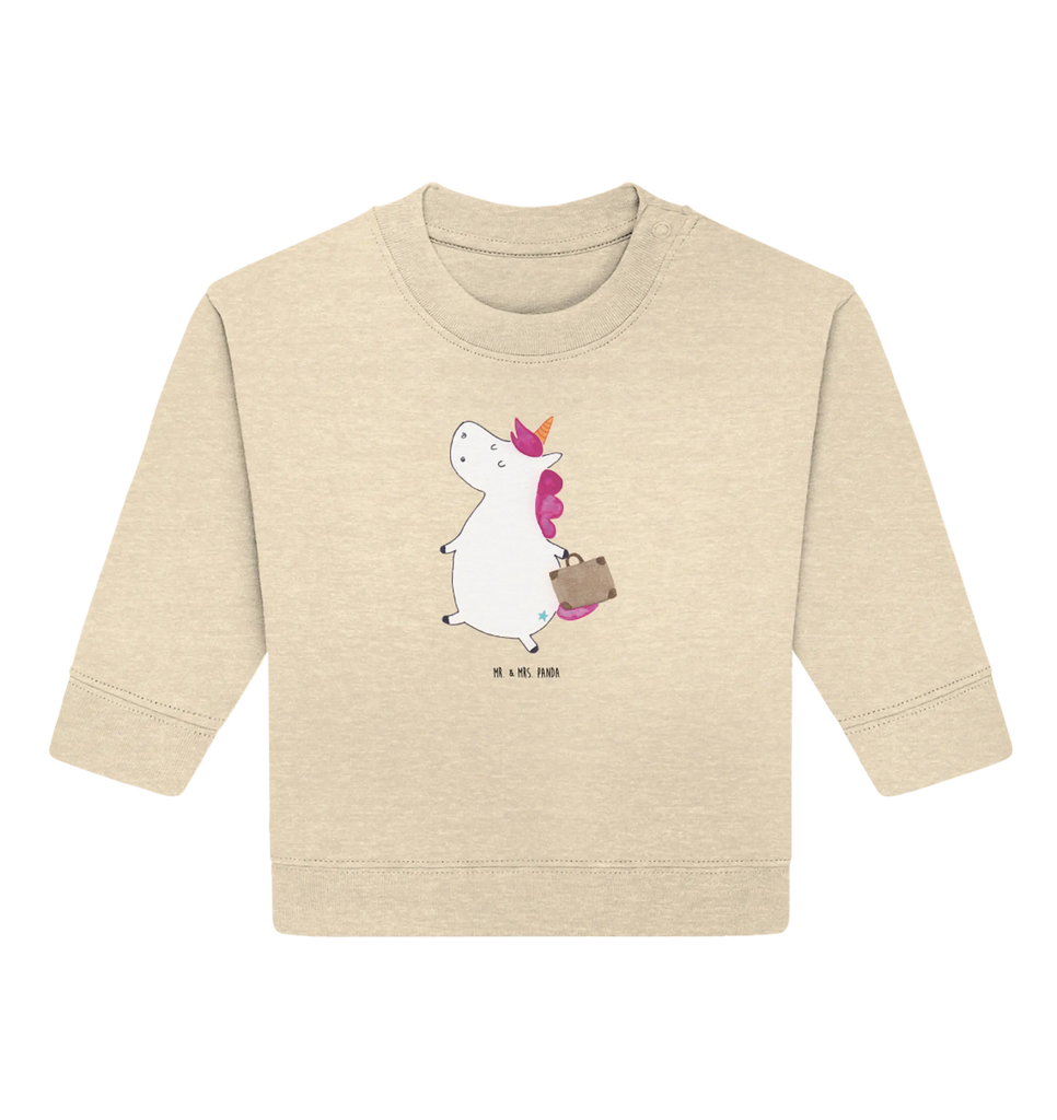 Organic Baby Pullover Einhorn Koffer Baby Bullover, Baby Sweatshirt, Einhorn, Einhörner, Einhorn Deko, Pegasus, Unicorn, unicorn, Koffer, Verreisen, Reise, Gepäck, Abenteuer, Erwachsen, Kind, albern, Spaß, lustig, witzig