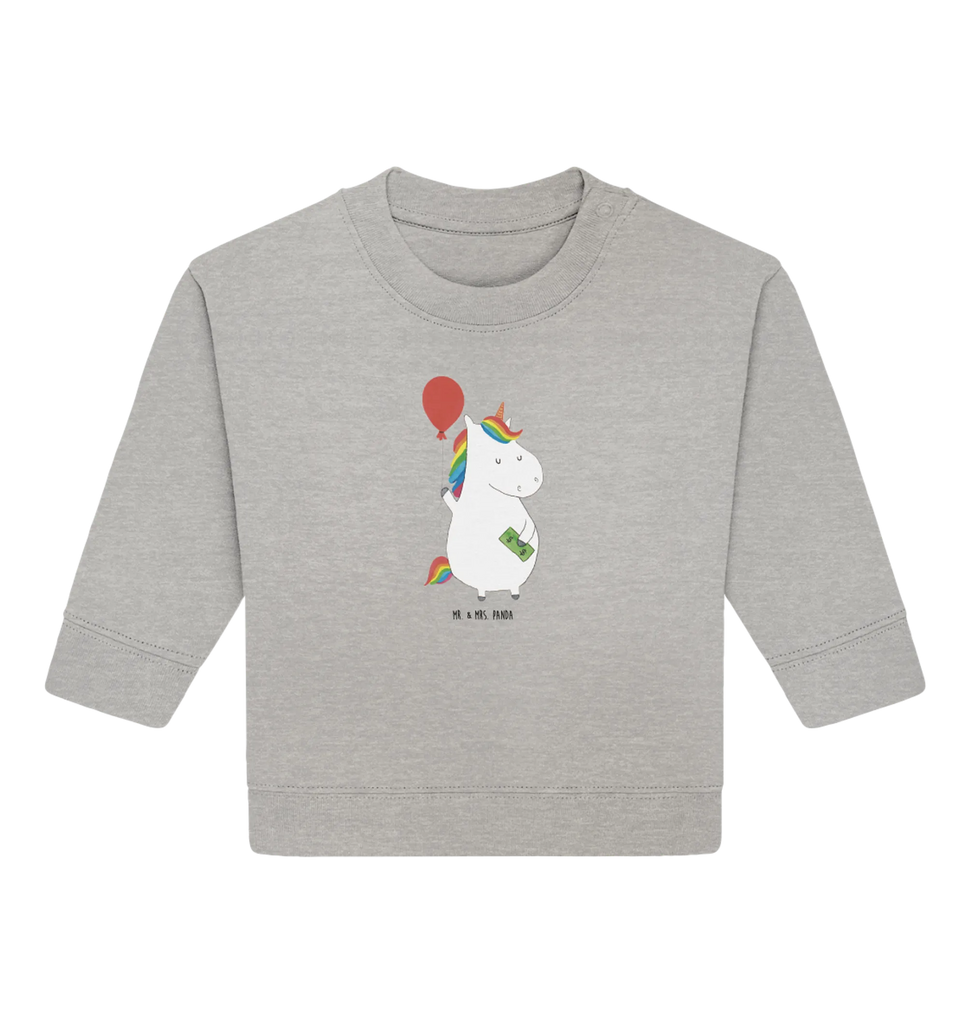 Organic Baby Pullover Einhorn Luftballon Baby Bullover, Baby Sweatshirt, Einhorn, Einhörner, Einhorn Deko, Pegasus, Unicorn, Luftballon, Geld, Lebenslust, Freude, Geschenk, Freundin