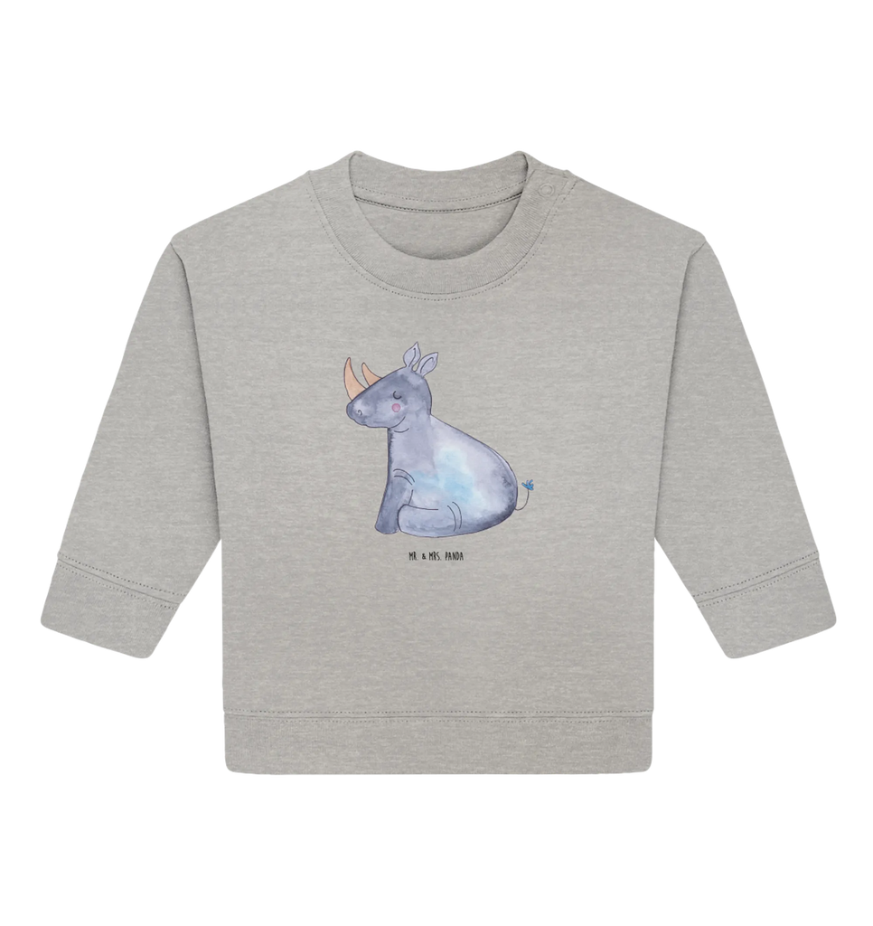 Organic Baby Pullover Einhorn Nashorn Baby Bullover, Baby Sweatshirt, Einhorn, Einhörner, Einhorn Deko, Pegasus, Unicorn, Regenbogen, witzig, lustig, Zoo, Glitzer, Einhornpower, Erwachsenwerden, Nashorn, Nashörner