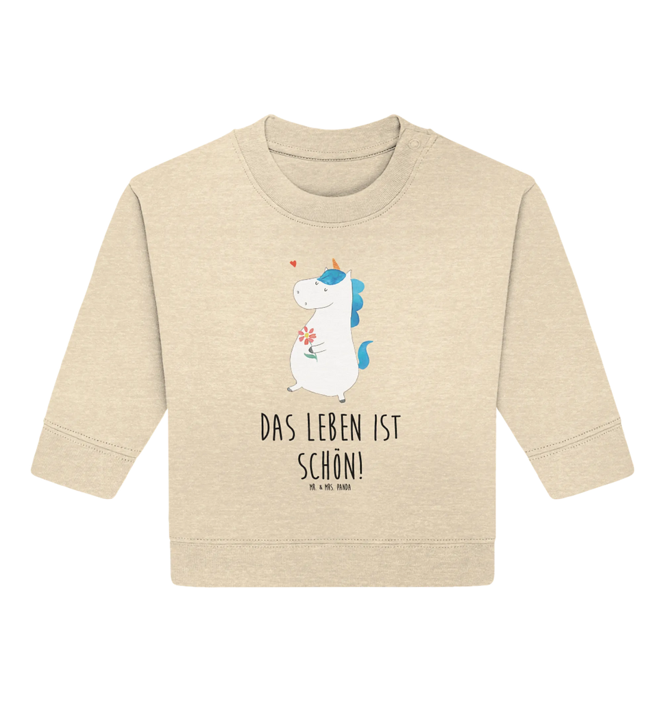 Organic Baby Pullover Einhorn Spaziergang Baby Bullover, Baby Sweatshirt, Einhorn, Einhörner, Einhorn Deko, Unicorn, Glitzer, Blumen, Spaziergang, Motivation, Gute Laune, Freude, Freundin, Mutter, Schwester