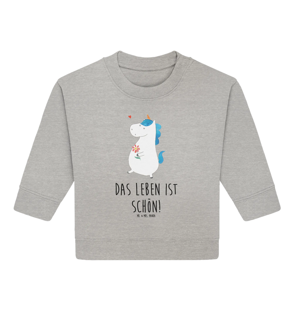 Organic Baby Pullover Einhorn Spaziergang Baby Bullover, Baby Sweatshirt, Einhorn, Einhörner, Einhorn Deko, Unicorn, Glitzer, Blumen, Spaziergang, Motivation, Gute Laune, Freude, Freundin, Mutter, Schwester