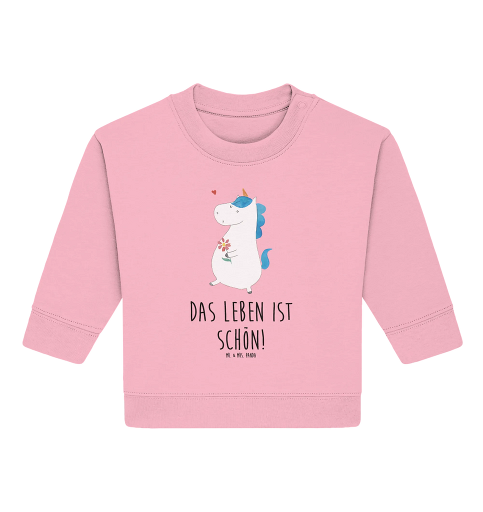 Organic Baby Pullover Einhorn Spaziergang Baby Bullover, Baby Sweatshirt, Einhorn, Einhörner, Einhorn Deko, Unicorn, Glitzer, Blumen, Spaziergang, Motivation, Gute Laune, Freude, Freundin, Mutter, Schwester