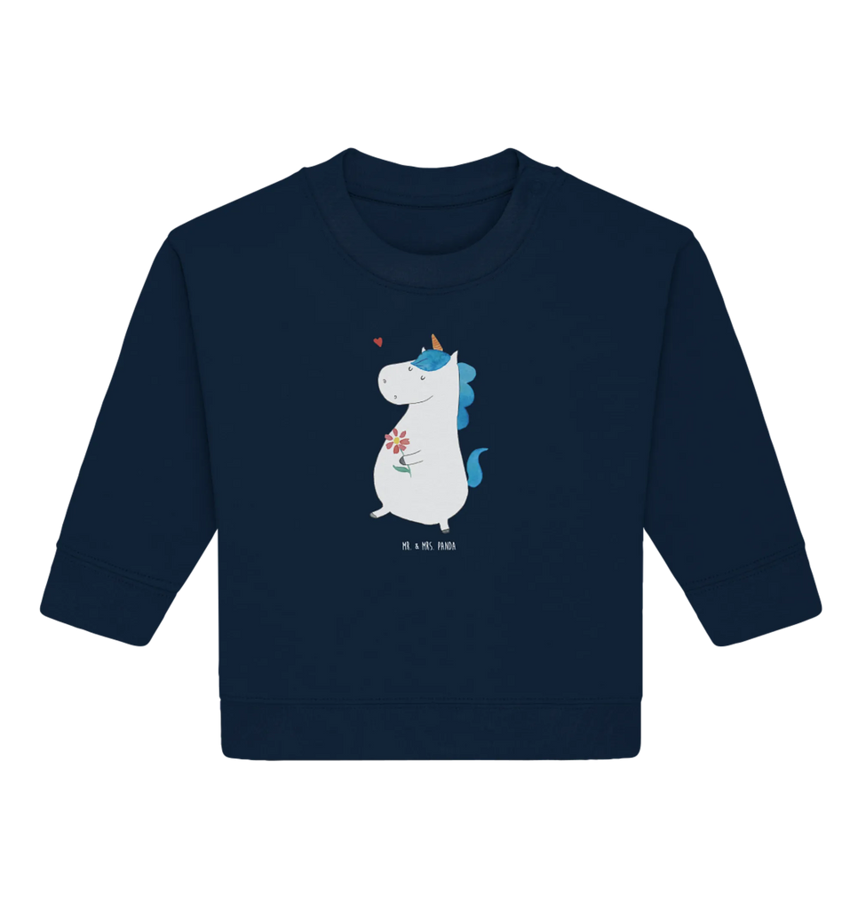 Organic Baby Pullover Einhorn Spaziergang Baby Bullover, Baby Sweatshirt, Einhorn, Einhörner, Einhorn Deko, Unicorn, Glitzer, Blumen, Spaziergang, Motivation, Gute Laune, Freude, Freundin, Mutter, Schwester