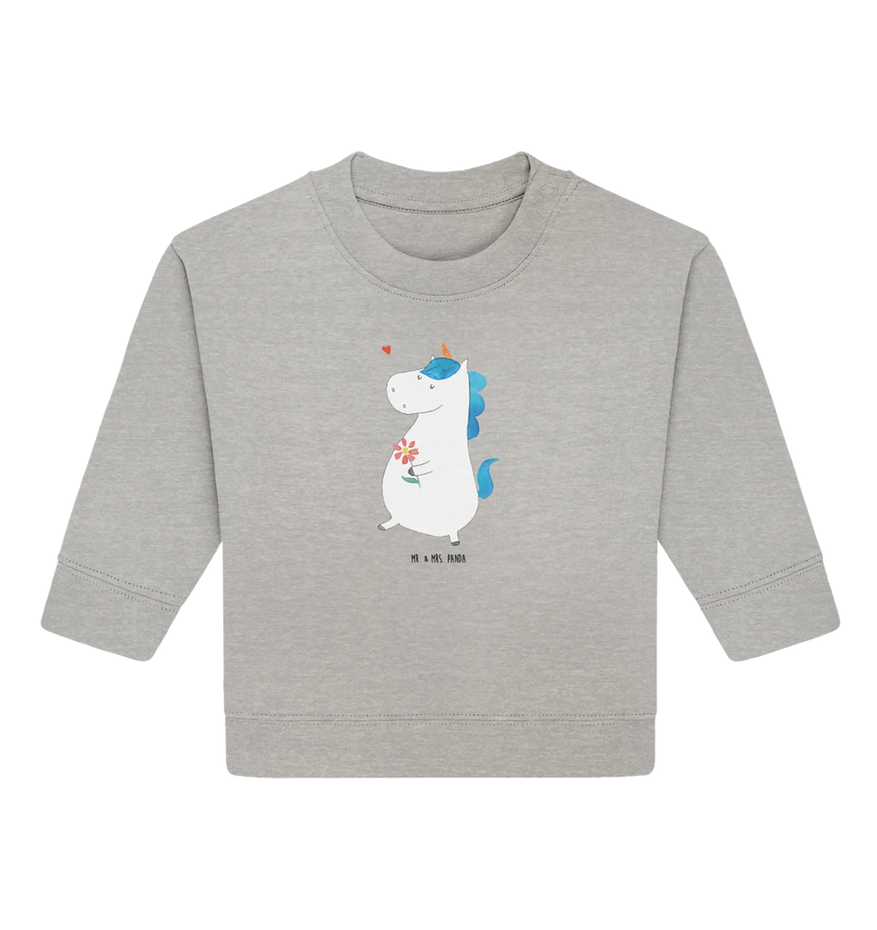 Organic Baby Pullover Einhorn Spaziergang Baby Bullover, Baby Sweatshirt, Einhorn, Einhörner, Einhorn Deko, Unicorn, Glitzer, Blumen, Spaziergang, Motivation, Gute Laune, Freude, Freundin, Mutter, Schwester