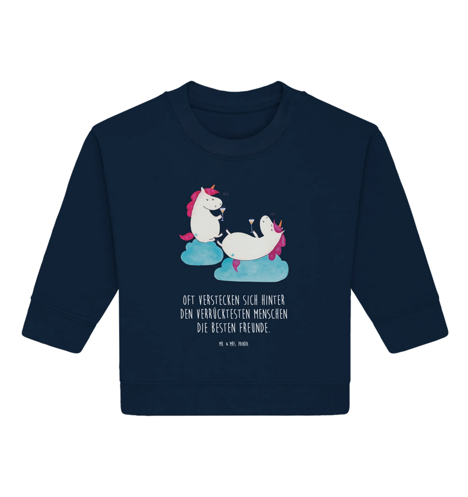 Organic Baby Pullover Einhorn Sekt Baby Bullover, Baby Sweatshirt, Einhorn, Einhörner, Einhorn Deko, Pegasus, Unicorn, Freundinnen, Freundin, BFF, Sekt, Mädelsabend, Spaß, Party, Korken, Anstoßen, Beste