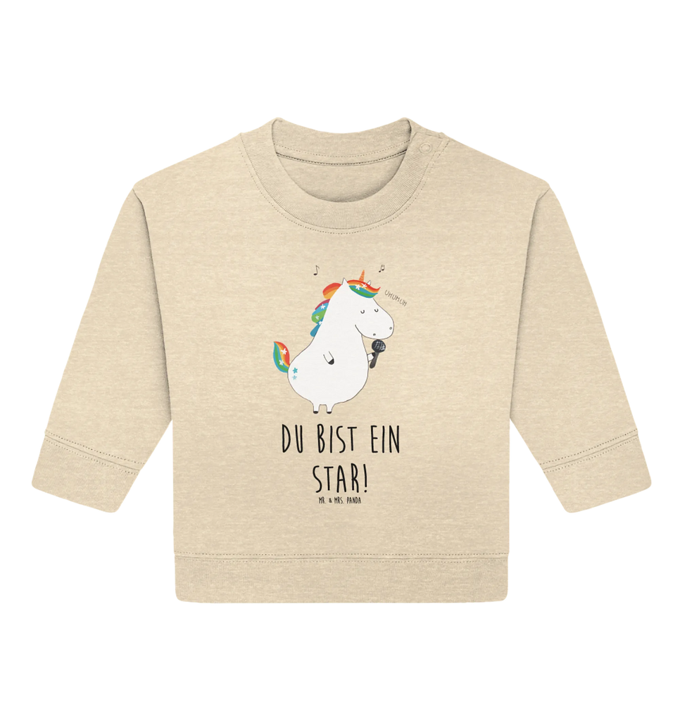 Organic Baby Pullover Einhorn Sänger Baby Bullover, Baby Sweatshirt, Einhorn, Einhörner, Einhorn Deko, Unicorn, Glitzer, Konfetti, Party, Geburtstag, Feier, Fest, Disco, Sängerin, Sänger, Freundin