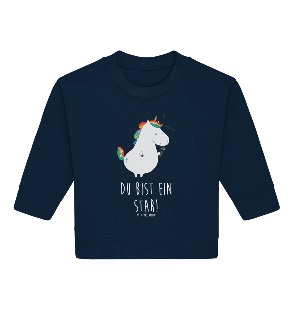 Organic Baby Pullover Einhorn Sänger Baby Bullover, Baby Sweatshirt, Einhorn, Einhörner, Einhorn Deko, Unicorn, Glitzer, Konfetti, Party, Geburtstag, Feier, Fest, Disco, Sängerin, Sänger, Freundin