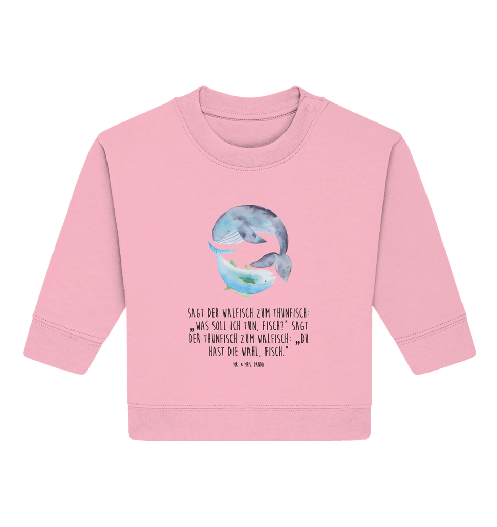 Organic Baby Pullover Walfisch Thunfisch Baby Bullover, Baby Sweatshirt, Tiermotive, Gute Laune, lustige Sprüche, Tiere, Wal, Wahl, Tunfisch, Wortwitz lustig, Spruch lustig, Flachwitz, Witz, Spruch des Tages, Flachwitz Geschenk