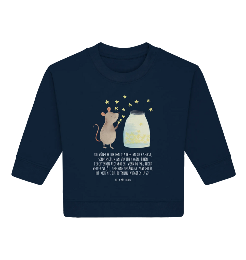 Organic Baby Pullover Maus Sterne Baby Bullover, Baby Sweatshirt, Tiermotive, Gute Laune, lustige Sprüche, Tiere, Maus, Sterne, Wunsch, Kind, Taufe, Taufgeschenk, Geburt, Schwangerschaft, erstes Kind, Kindergeburtstag, Geburtstag, Hoffnung, Träume