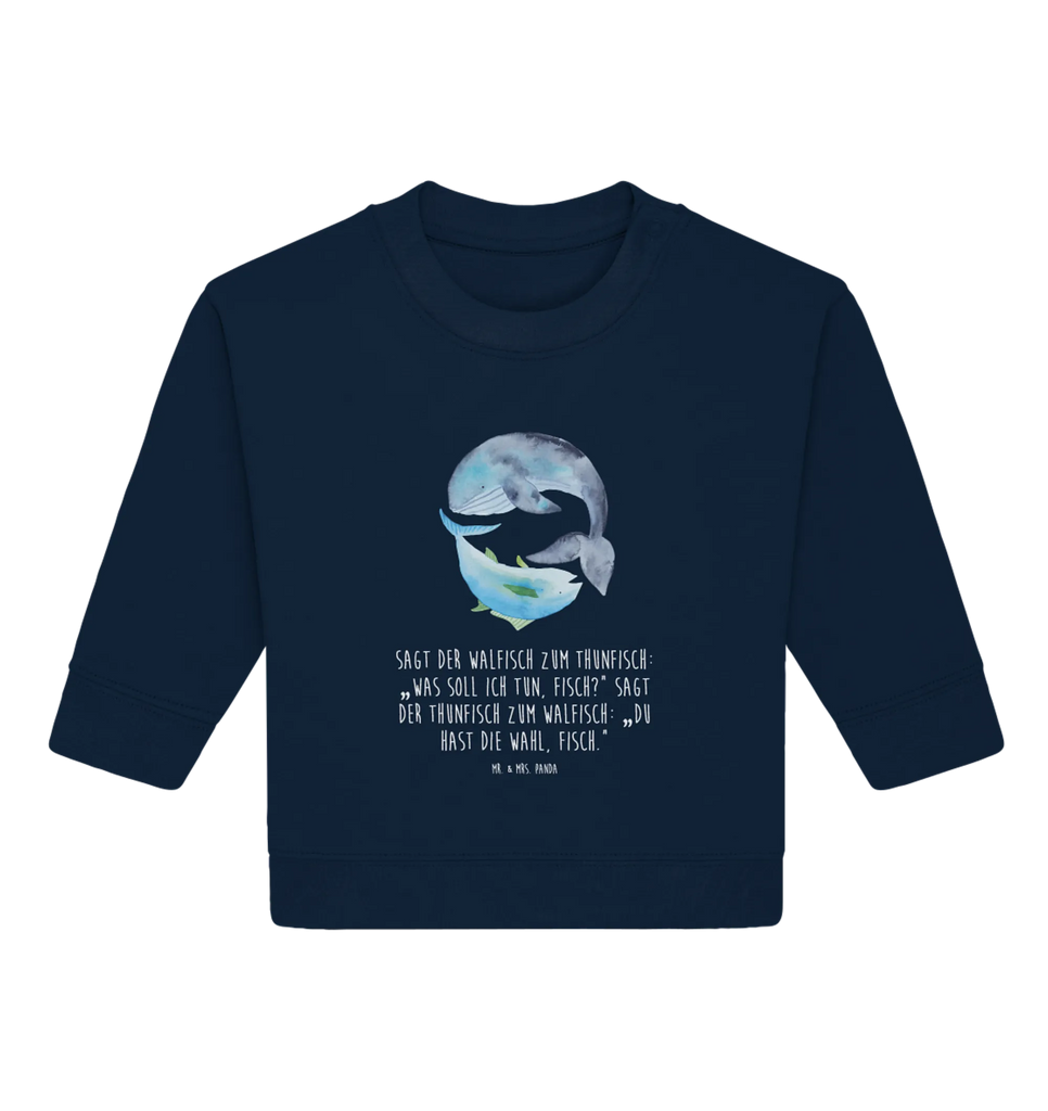 Organic Baby Pullover Walfisch Thunfisch Baby Bullover, Baby Sweatshirt, Tiermotive, Gute Laune, lustige Sprüche, Tiere, Wal, Wahl, Tunfisch, Wortwitz lustig, Spruch lustig, Flachwitz, Witz, Spruch des Tages, Flachwitz Geschenk