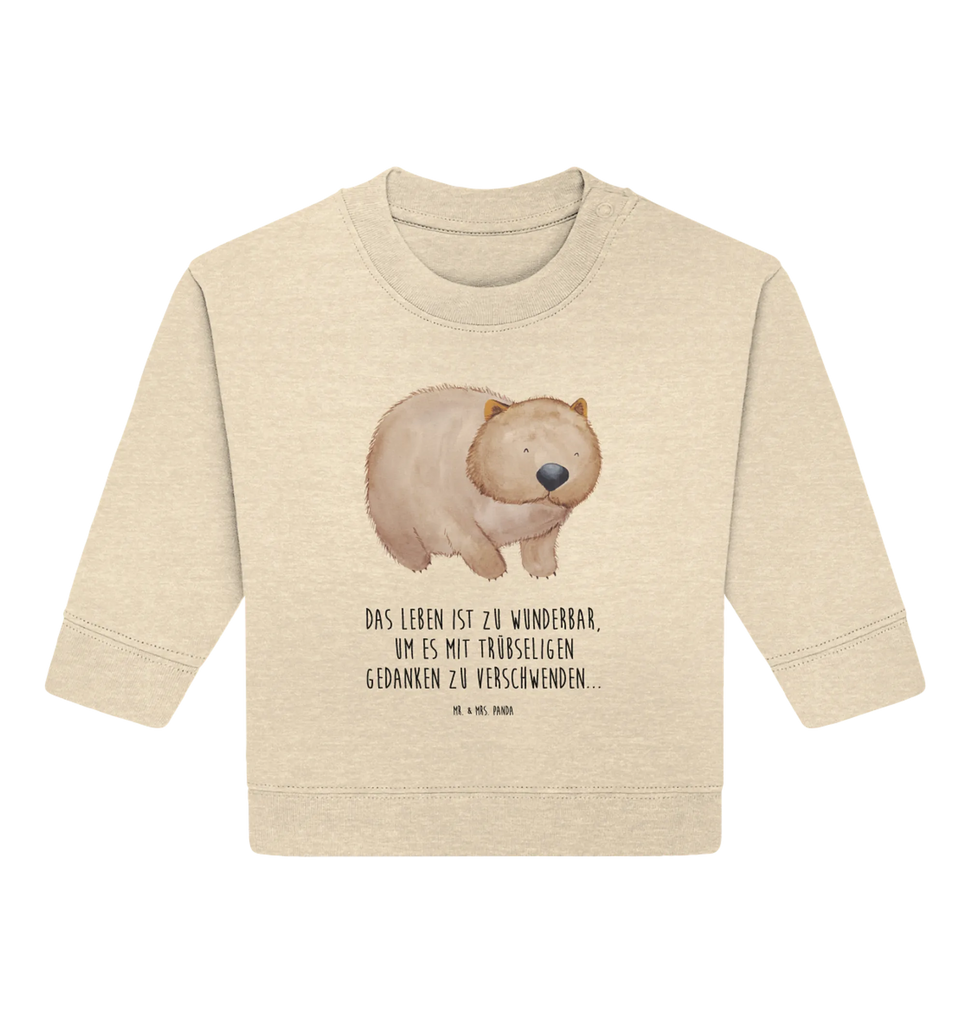 Organic Baby Pullover Wombat Baby Bullover, Baby Sweatshirt, Tiermotive, Gute Laune, lustige Sprüche, Tiere, Wombat, Das Leben ist schön, Motivation, Spruch, Australien