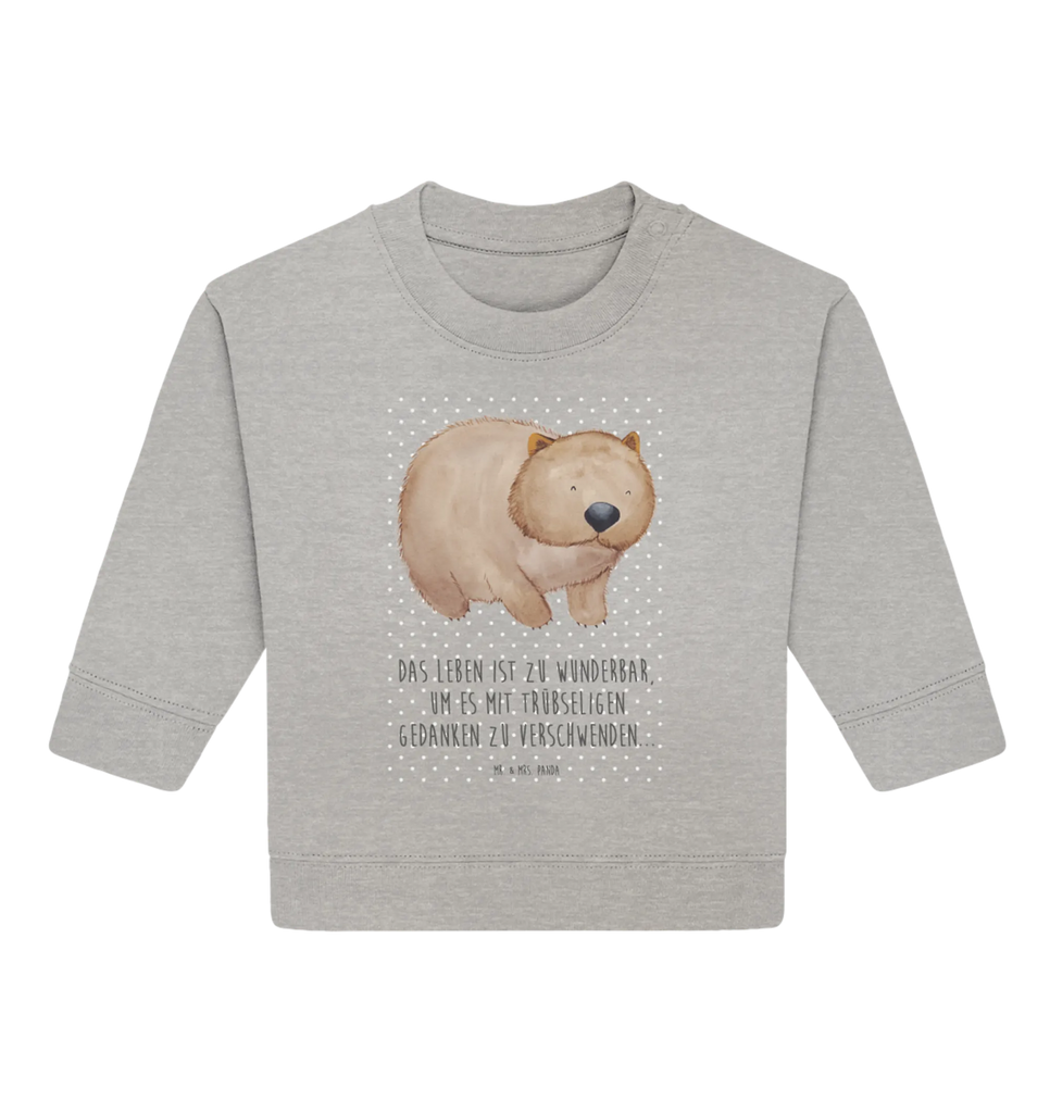 Organic Baby Pullover Wombat Baby Bullover, Baby Sweatshirt, Tiermotive, Gute Laune, lustige Sprüche, Tiere, Wombat, Das Leben ist schön, Motivation, Spruch, Australien