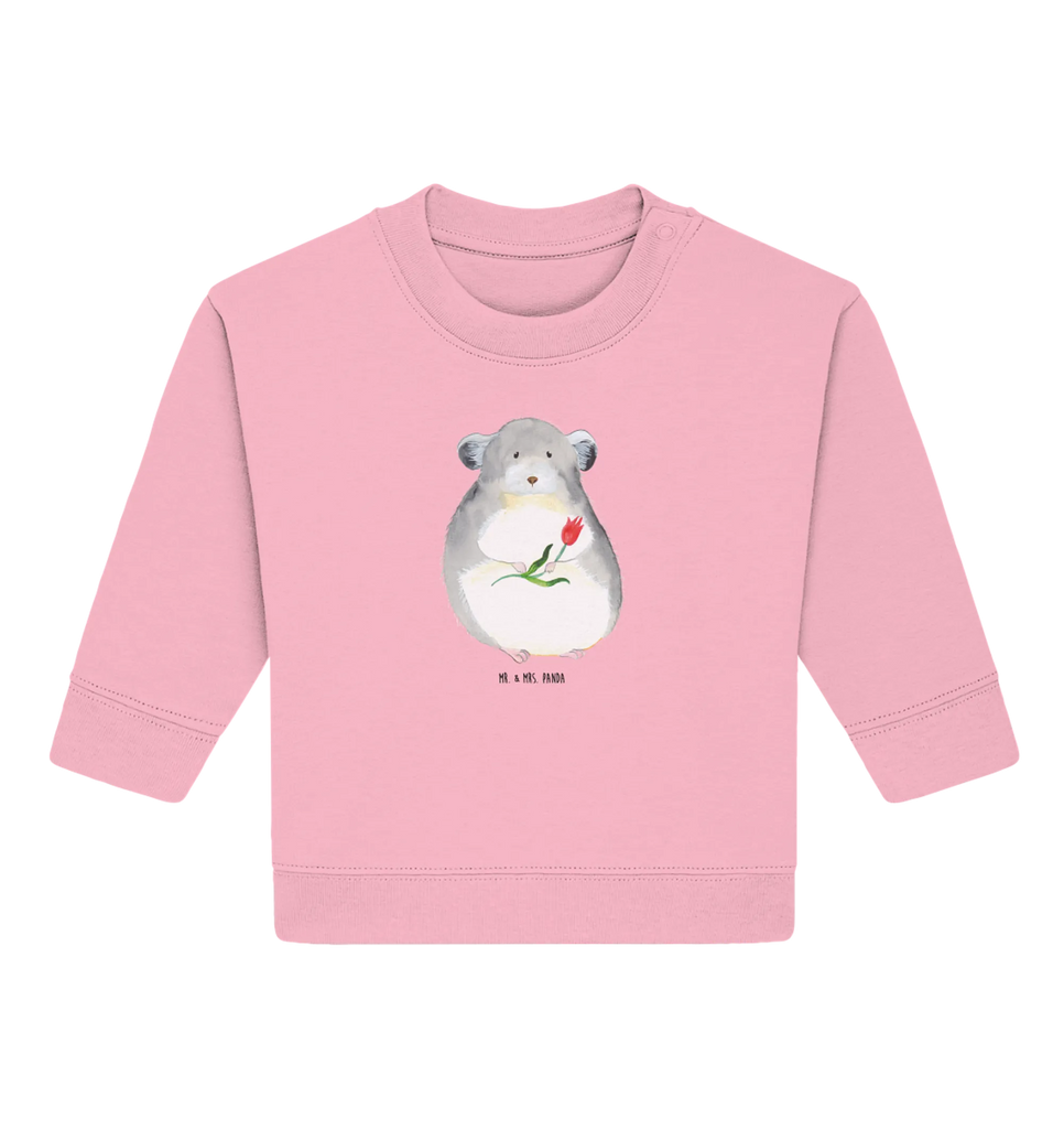 Organic Baby Pullover Chinchilla Blume Baby Bullover, Baby Sweatshirt, Tiermotive, Gute Laune, lustige Sprüche, Tiere, Chinchilla, Chinchillas, Liebeskummer, Kummer, Depressionen, traurig sein, Chaos, Glücklichsein, Büro, Büroalltag