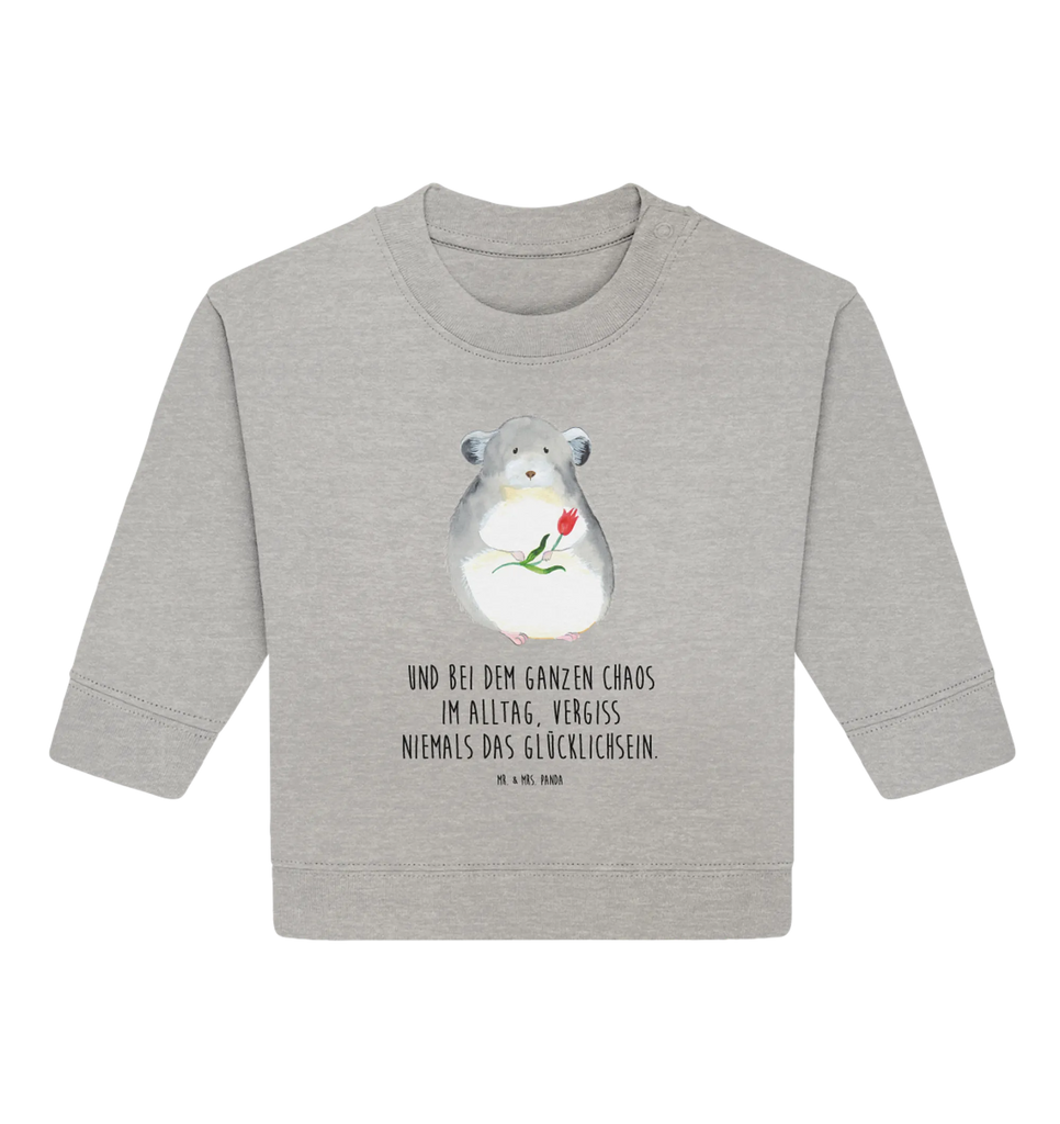 Organic Baby Pullover Chinchilla Blume Baby Bullover, Baby Sweatshirt, Tiermotive, Gute Laune, lustige Sprüche, Tiere, Chinchilla, Chinchillas, Liebeskummer, Kummer, Depressionen, traurig sein, Chaos, Glücklichsein, Büro, Büroalltag