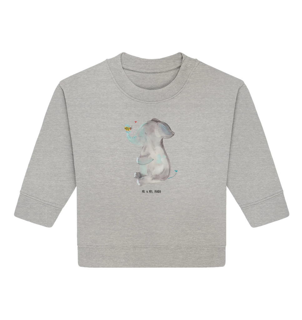 Organic Baby Pullover Elefant Biene Baby Bullover, Baby Sweatshirt, Tiermotive, Gute Laune, lustige Sprüche, Tiere, Elefant, Biene, Liebe, Liebesbeweis, Jahrestag, Liebesgeschenk, Heiratsantrag, Hochzeitsgeschenk, Liebesspruch