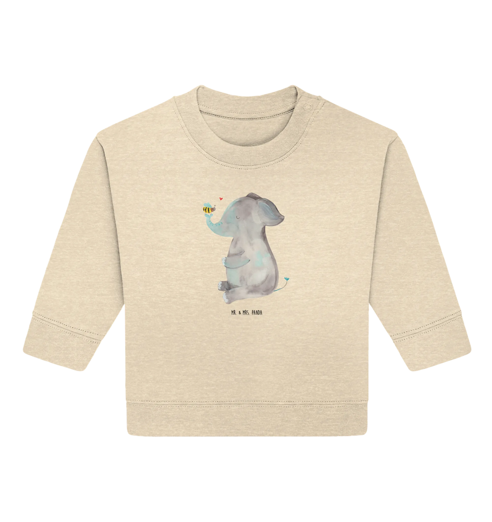 Organic Baby Pullover Elefant Biene Baby Bullover, Baby Sweatshirt, Tiermotive, Gute Laune, lustige Sprüche, Tiere, Elefant, Biene, Liebe, Liebesbeweis, Jahrestag, Liebesgeschenk, Heiratsantrag, Hochzeitsgeschenk, Liebesspruch