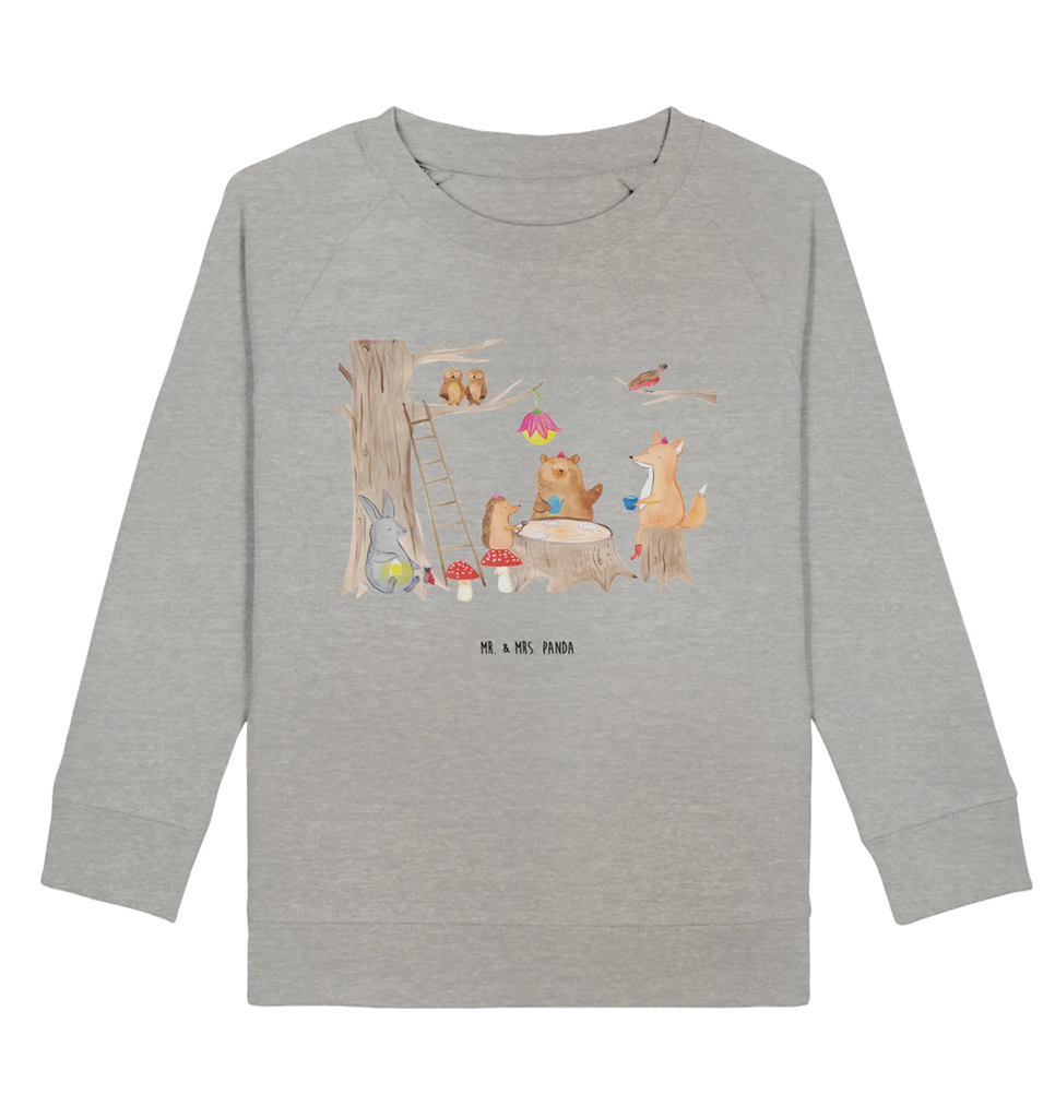 Organic Kinder Pullover Waldtiere Picknick Kinder Pullover, Kinder Sweatshirt, Jungen, Mädchen, Tiermotive, Gute Laune, lustige Sprüche, Tiere, Waldtiere, Picknick, Wald, Fuchs, Hase, Igel, Maus, Eichhörnchen