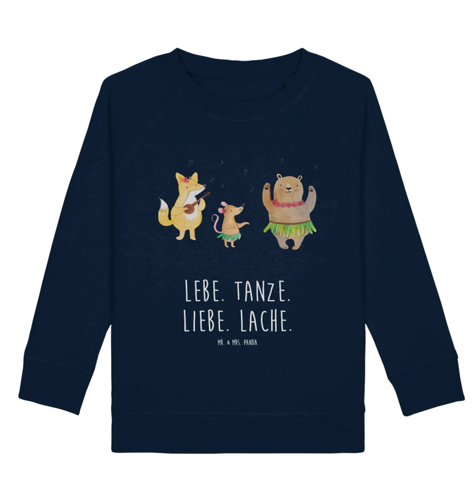 Organic Kinder Pullover Waldtiere Aloha Kinder Pullover, Kinder Sweatshirt, Jungen, Mädchen, Tiermotive, Gute Laune, lustige Sprüche, Tiere, Wald, Waldtiere, Musik, Aloha, Bär, Hase, Igel, Tanzen, Leben, Lachen