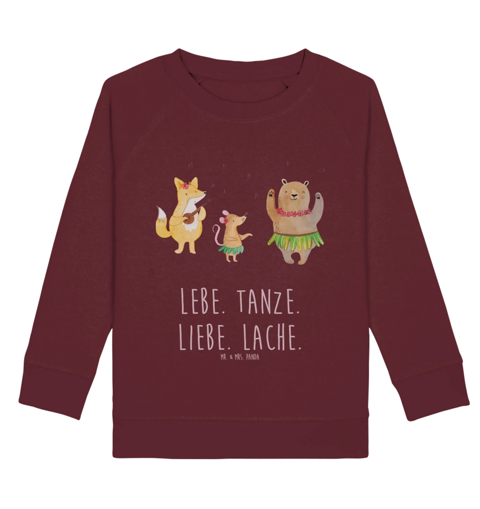 Organic Kinder Pullover Waldtiere Aloha Kinder Pullover, Kinder Sweatshirt, Jungen, Mädchen, Tiermotive, Gute Laune, lustige Sprüche, Tiere, Wald, Waldtiere, Musik, Aloha, Bär, Hase, Igel, Tanzen, Leben, Lachen