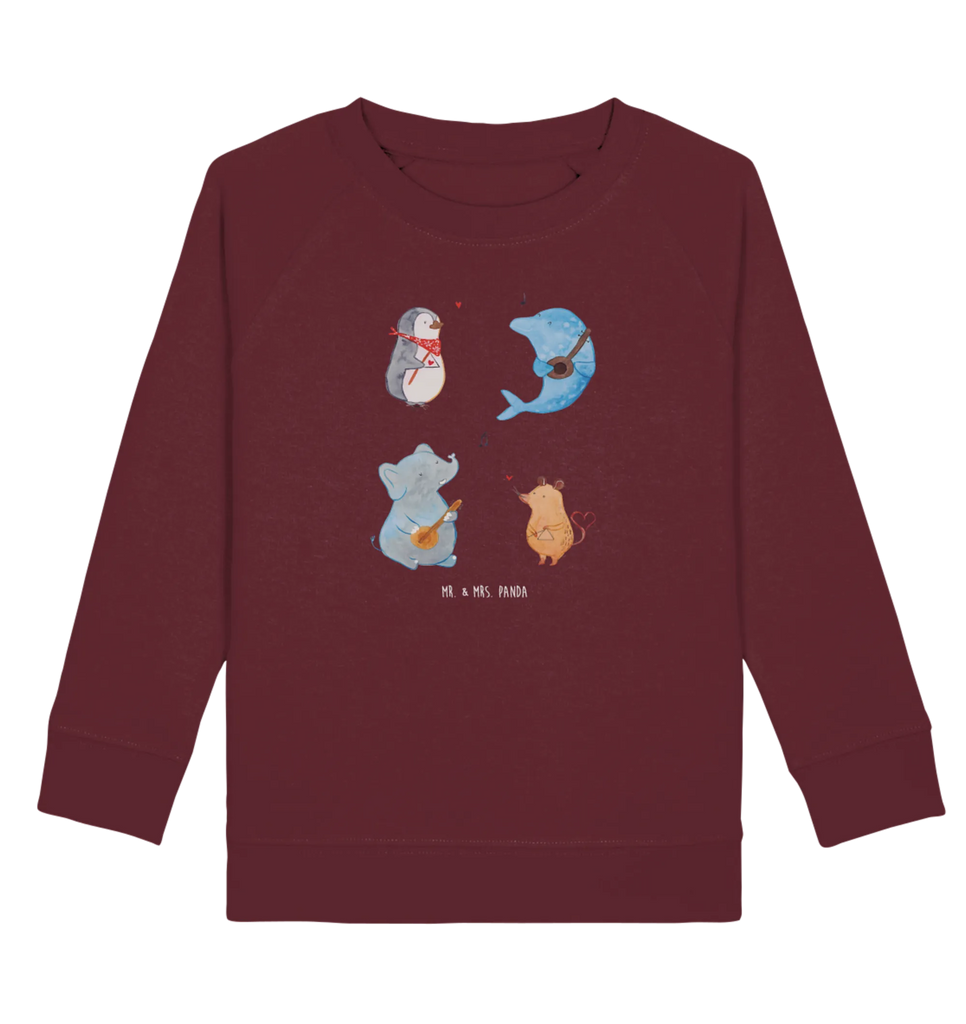 Organic Kinder Pullover Big Band Kinder Pullover, Kinder Sweatshirt, Jungen, Mädchen, Tiermotive, Gute Laune, lustige Sprüche, Tiere, Hund, Pinguin, Maus, Elefant, Delfin, Gitarre, Band, Triangel, Musikanten, Musik