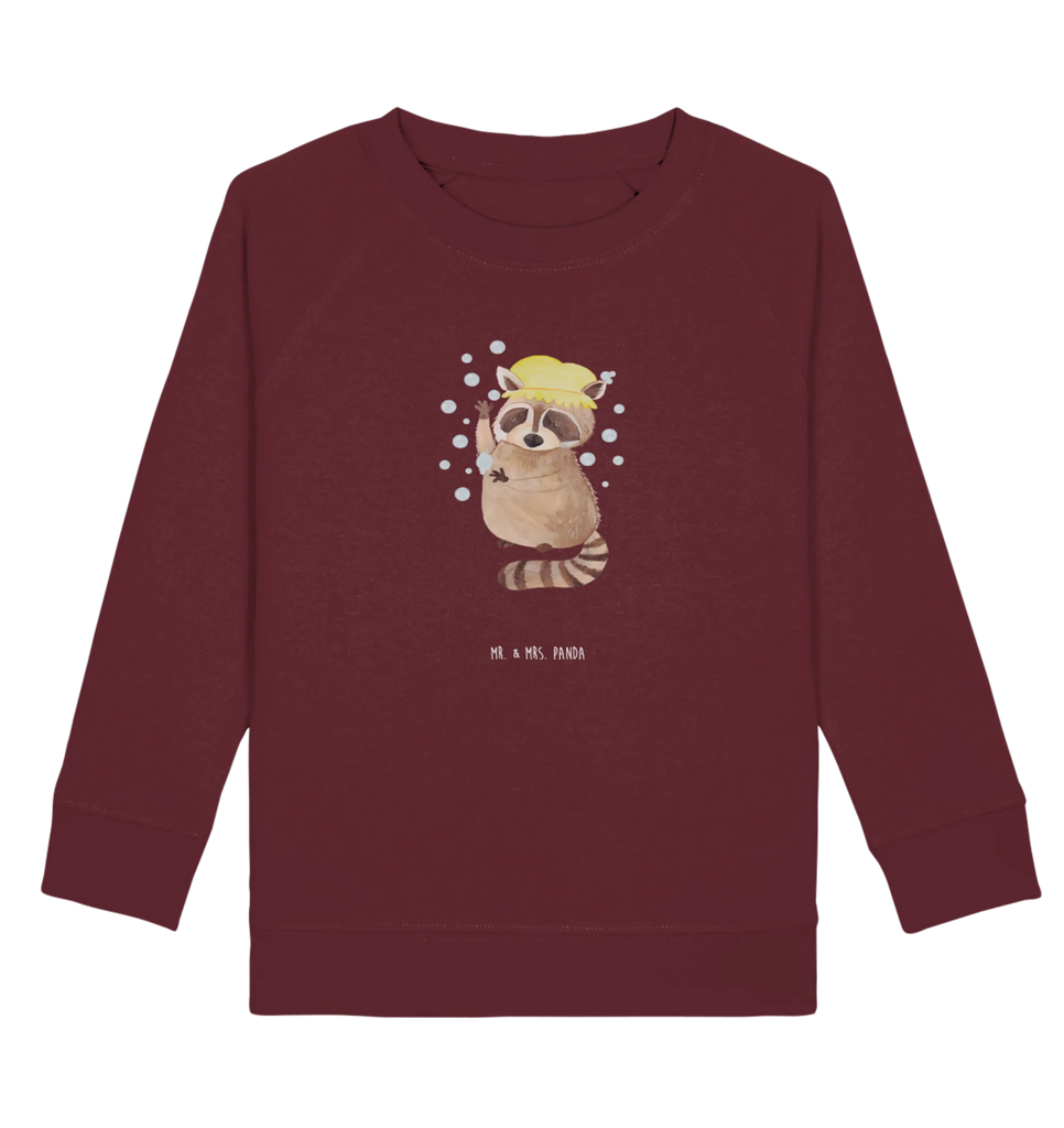 Organic Kinder Pullover Waschbär Kinder Pullover, Kinder Sweatshirt, Jungen, Mädchen, Tiermotive, Gute Laune, lustige Sprüche, Tiere, Waschbär, Tagträumen, Plan, Fröhlich, waschen, Seifenblasen