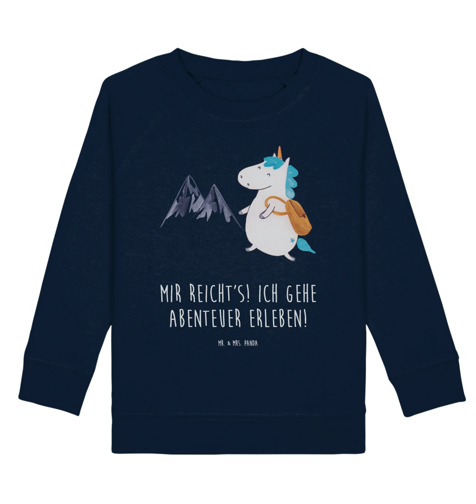 Organic Kinder Pullover Einhorn Bergsteiger Kinder Pullover, Kinder Sweatshirt, Jungen, Mädchen, Einhorn, Einhörner, Einhorn Deko, Pegasus, Unicorn, Bergsteiger, Abenteuer, Berge, Abenteurer, Weltenbummler, Weltreise, Reisen, Urlaub, Entdecker