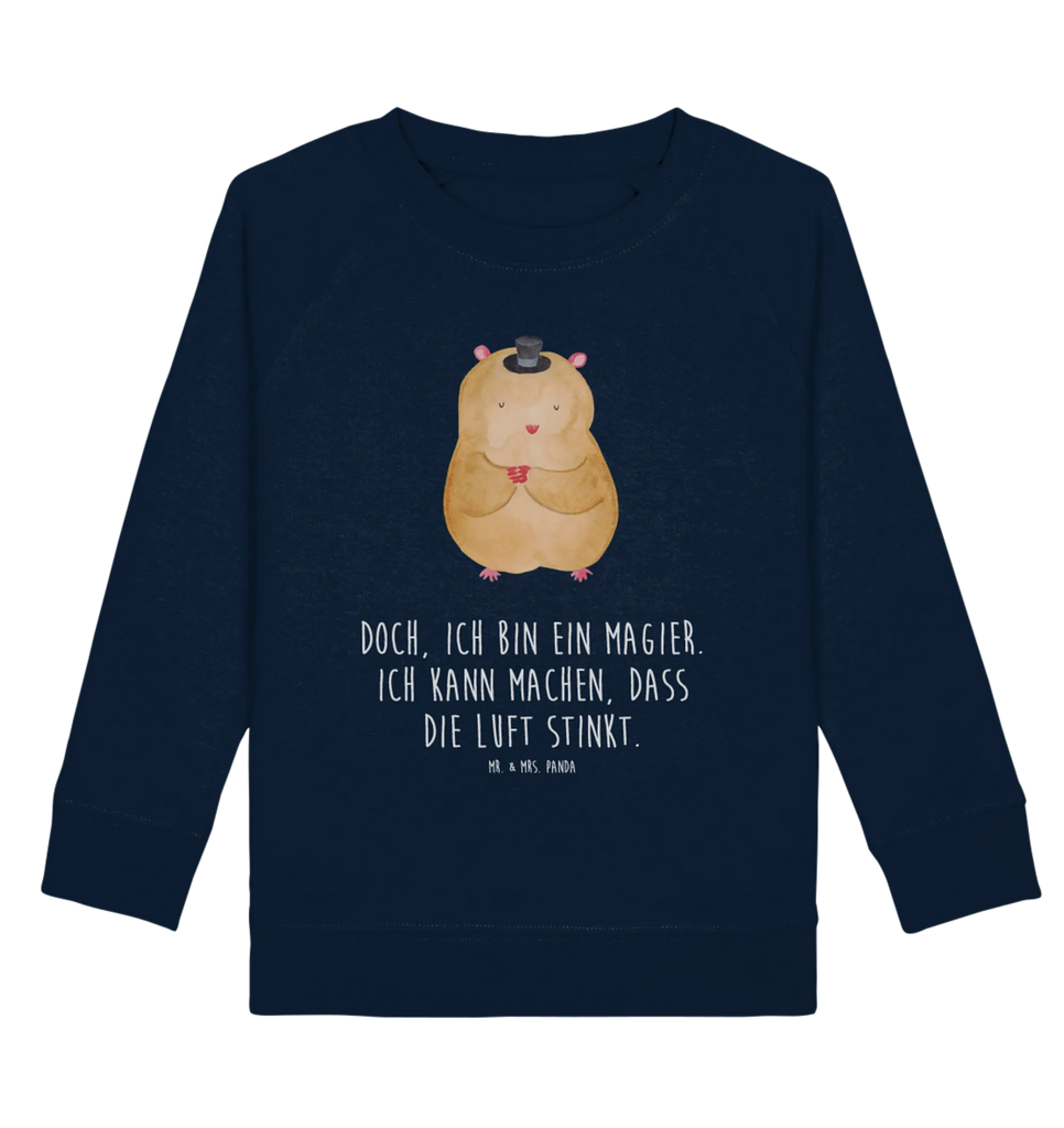 Organic Kinder Pullover Hamster mit Hut Kinder Pullover, Kinder Sweatshirt, Jungen, Mädchen, Tiermotive, Gute Laune, lustige Sprüche, Tiere, Hamster, Hut, Magier, Zylinder, Zwerghamster, Zauberer