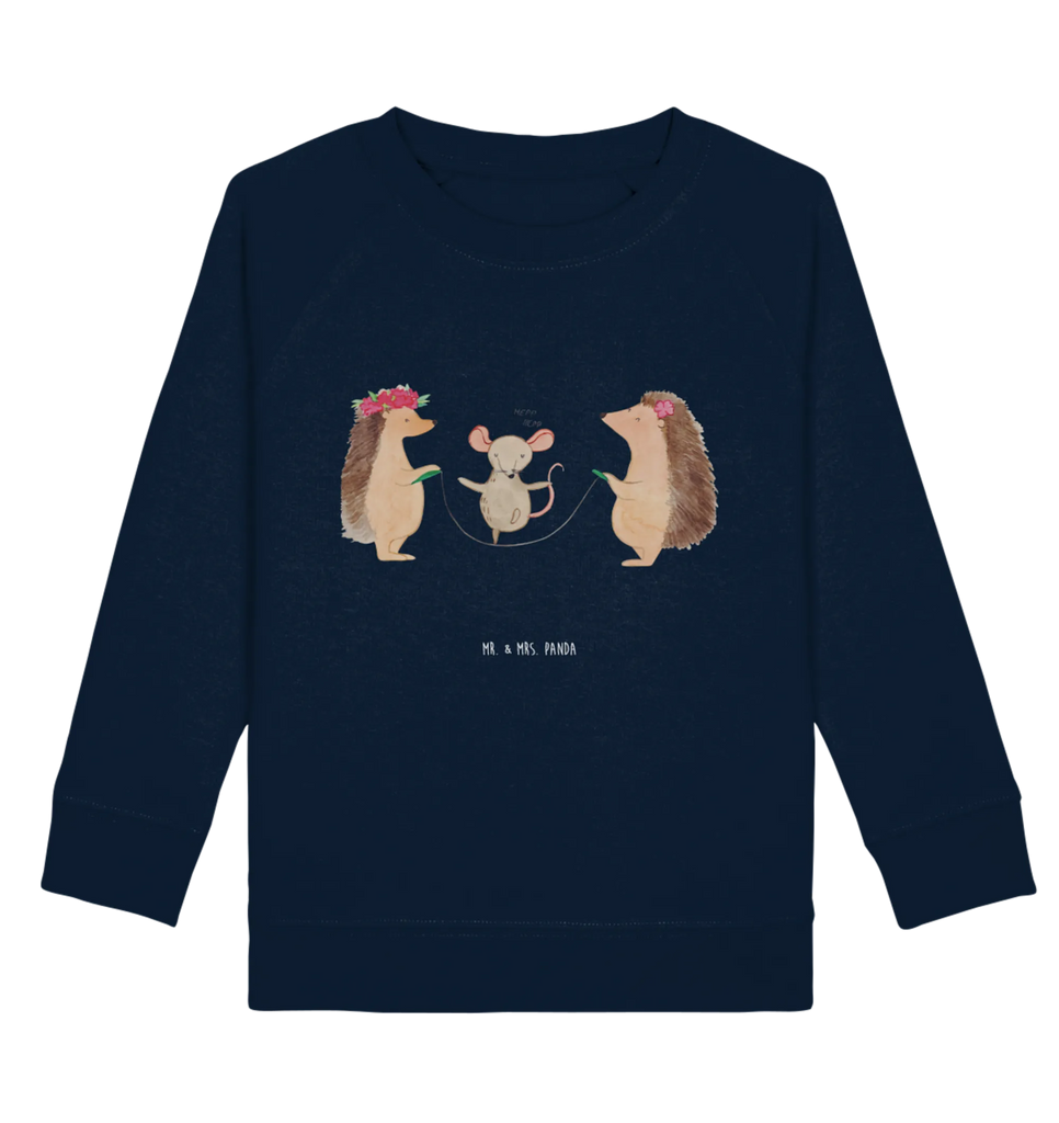 Organic Kinder Pullover Igel Seilhüpfen Kinder Pullover, Kinder Sweatshirt, Jungen, Mädchen, Tiermotive, Gute Laune, lustige Sprüche, Tiere, Igel, Maus, Seilspringen, Seilhüpfen, Kinder, Kindergarten