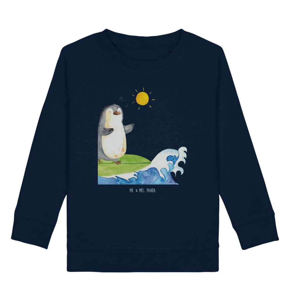 Organic Kinder Pullover Pinguin Surfer Kinder Pullover, Kinder Sweatshirt, Jungen, Mädchen, Pinguin, Pinguine, surfen, Surfer, Hawaii, Urlaub, Wellen, Wellen reiten, Portugal