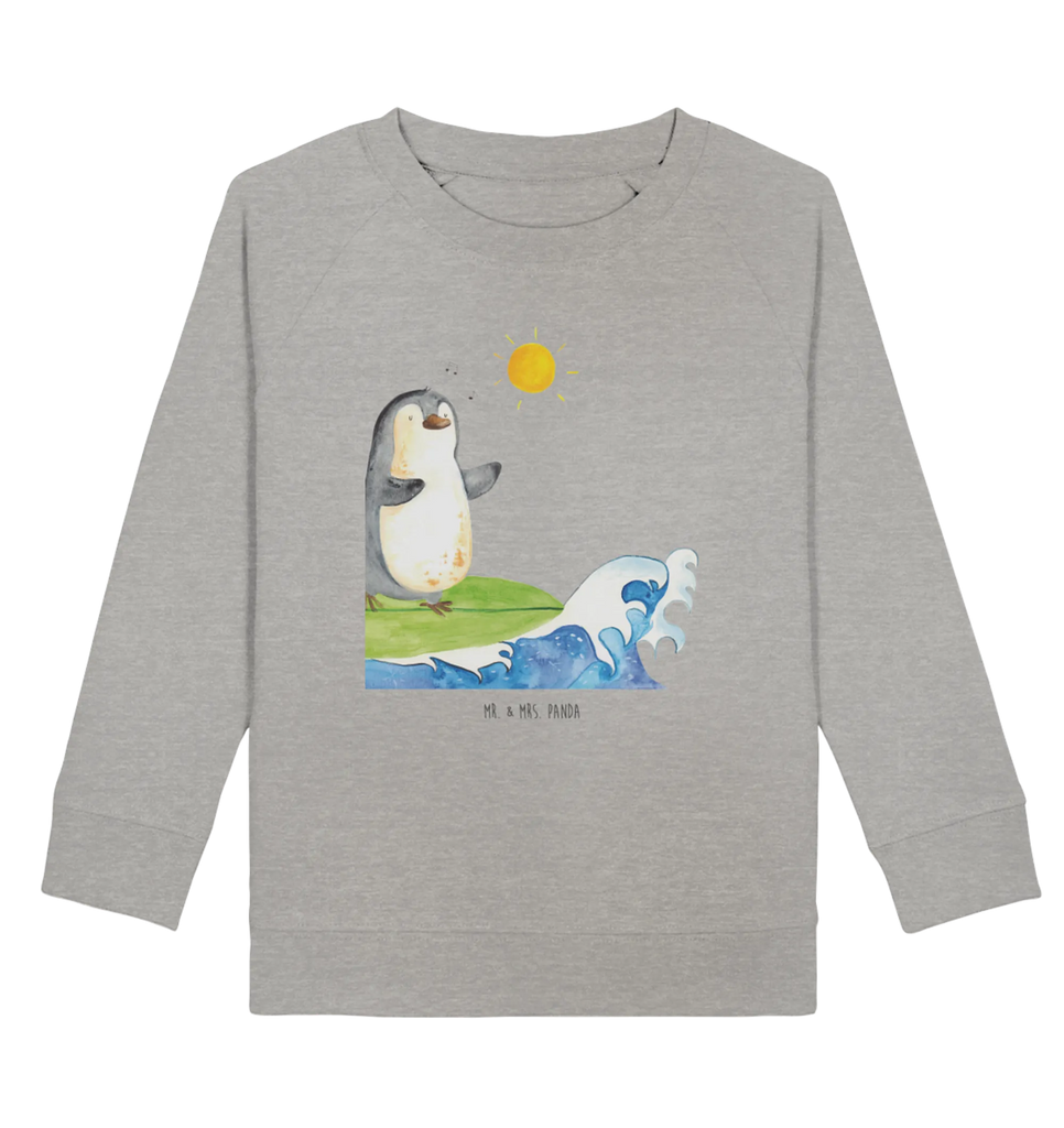 Organic Kinder Pullover Pinguin Surfer Kinder Pullover, Kinder Sweatshirt, Jungen, Mädchen, Pinguin, Pinguine, surfen, Surfer, Hawaii, Urlaub, Wellen, Wellen reiten, Portugal