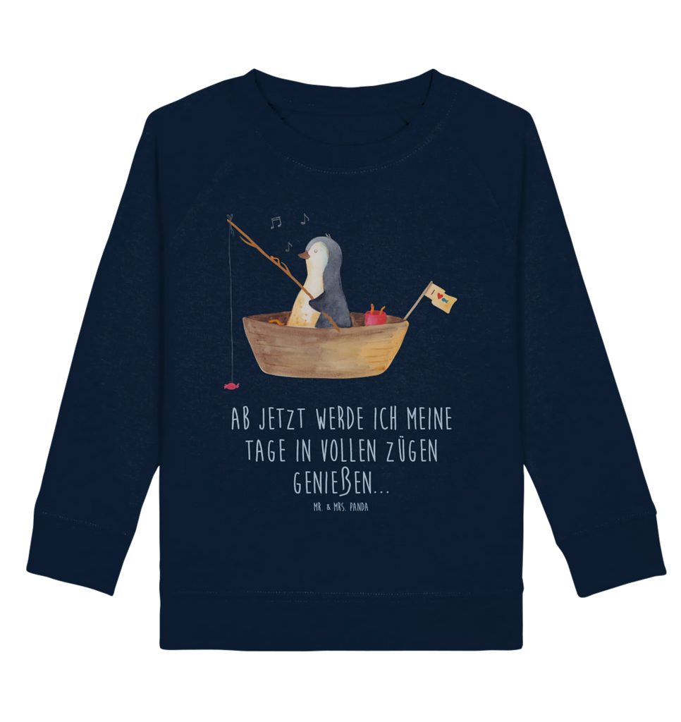 Organic Kinder Pullover Pinguin Angelboot Kinder Pullover, Kinder Sweatshirt, Jungen, Mädchen, Pinguin, Pinguine, Angeln, Boot, Angelboot, Lebenslust, Leben, genießen, Motivation, Neustart, Neuanfang, Trennung, Scheidung, Geschenkidee Liebeskummer