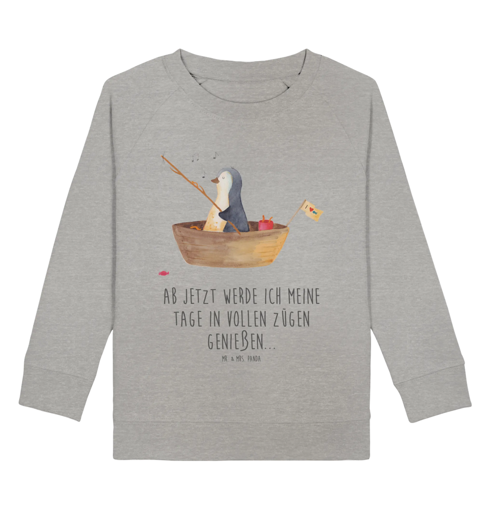 Organic Kinder Pullover Pinguin Angelboot Kinder Pullover, Kinder Sweatshirt, Jungen, Mädchen, Pinguin, Pinguine, Angeln, Boot, Angelboot, Lebenslust, Leben, genießen, Motivation, Neustart, Neuanfang, Trennung, Scheidung, Geschenkidee Liebeskummer