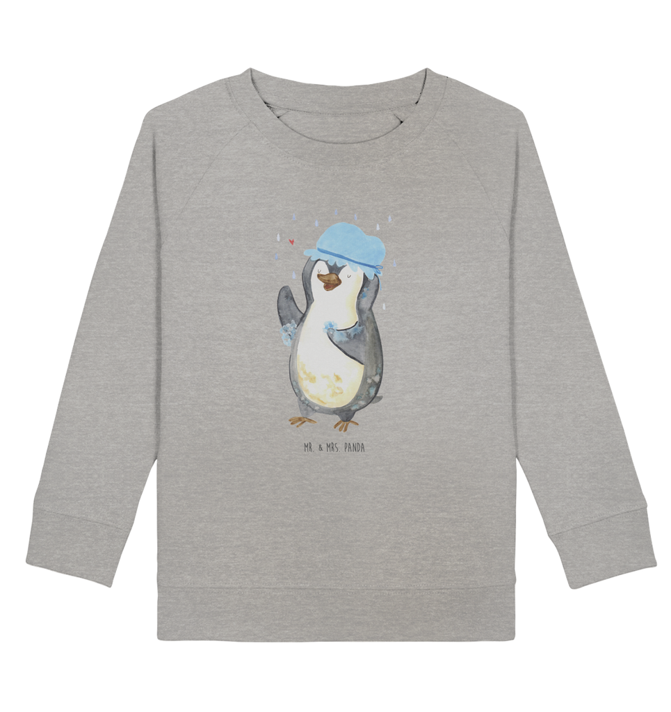 Organic Kinder Pullover Pinguin duscht Kinder Pullover, Kinder Sweatshirt, Jungen, Mädchen, Pinguin, Pinguine, Dusche, duschen, Lebensmotto, Motivation, Neustart, Neuanfang, glücklich sein