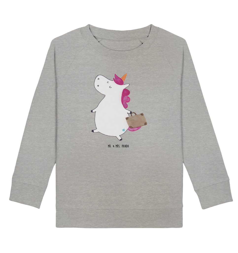 Organic Kinder Pullover Einhorn Koffer Kinder Pullover, Kinder Sweatshirt, Jungen, Mädchen, Einhorn, Einhörner, Einhorn Deko, Pegasus, Unicorn, unicorn, Koffer, Verreisen, Reise, Gepäck, Abenteuer, Erwachsen, Kind, albern, Spaß, lustig, witzig