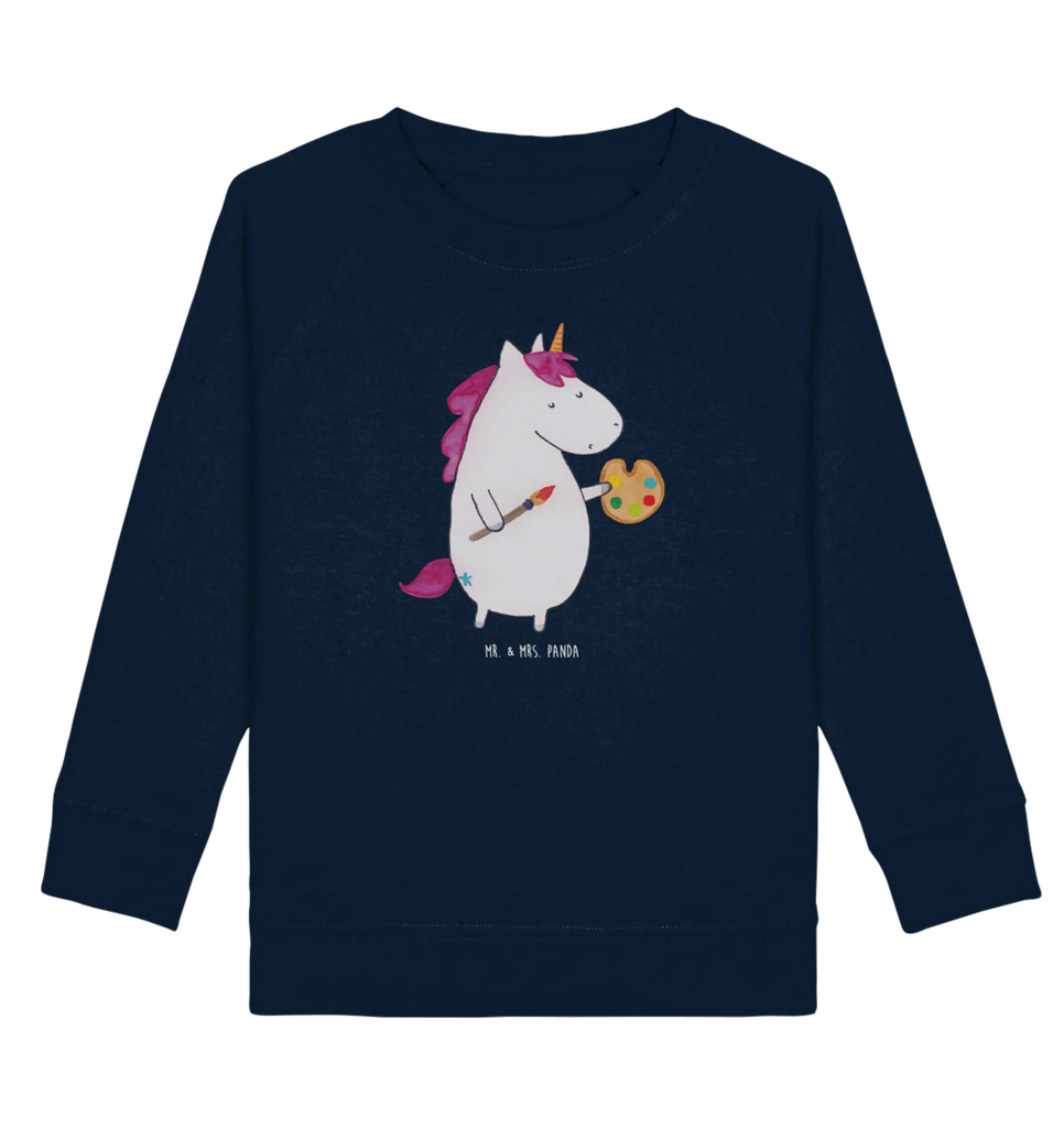 Organic Kinder Pullover Einhorn Künstler Kinder Pullover, Kinder Sweatshirt, Jungen, Mädchen, Einhorn, Einhörner, Einhorn Deko, Pegasus, Unicorn, Englisch, Künstler, Artist, Malen, Zeichnen, Welt, Farbe, Stift, Pinsel, Geschenk, Maler