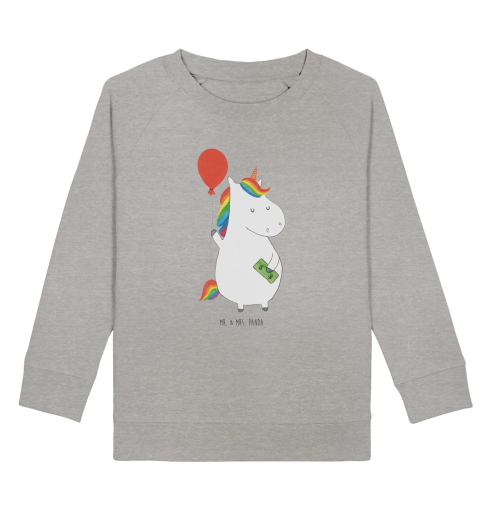 Organic Kinder Pullover Einhorn Luftballon Kinder Pullover, Kinder Sweatshirt, Jungen, Mädchen, Einhorn, Einhörner, Einhorn Deko, Pegasus, Unicorn, Luftballon, Geld, Lebenslust, Freude, Geschenk, Freundin