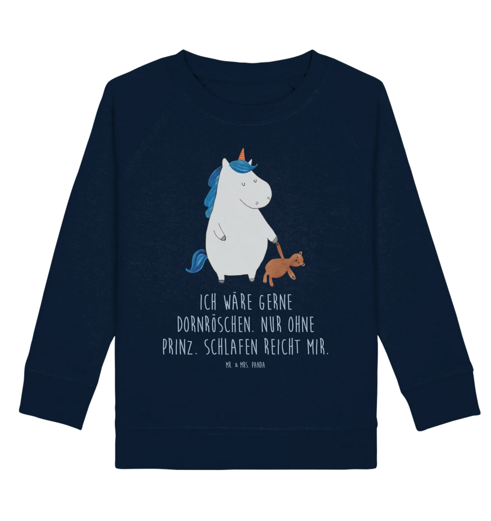 Organic Kinder Pullover Einhorn Teddy Kinder Pullover, Kinder Sweatshirt, Jungen, Mädchen, Einhorn, Einhörner, Einhorn Deko, Unicorn, schlafen, gute Nacht, Single, Bett, Träumen, Freundin, Singleleben