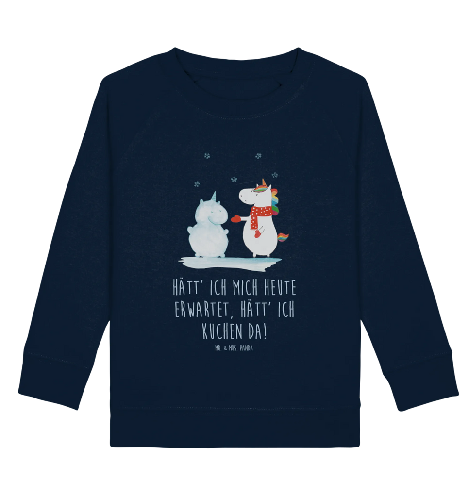 Organic Kinder Pullover Einhorn Schneemann Kinder Pullover, Kinder Sweatshirt, Jungen, Mädchen, Einhorn, Einhörner, Einhorn Deko, Unicorn, Schneemann, Winter, Schnee, Kuchen, Weihnachten, kalt, Mütze, Handschuhe, X-Mas