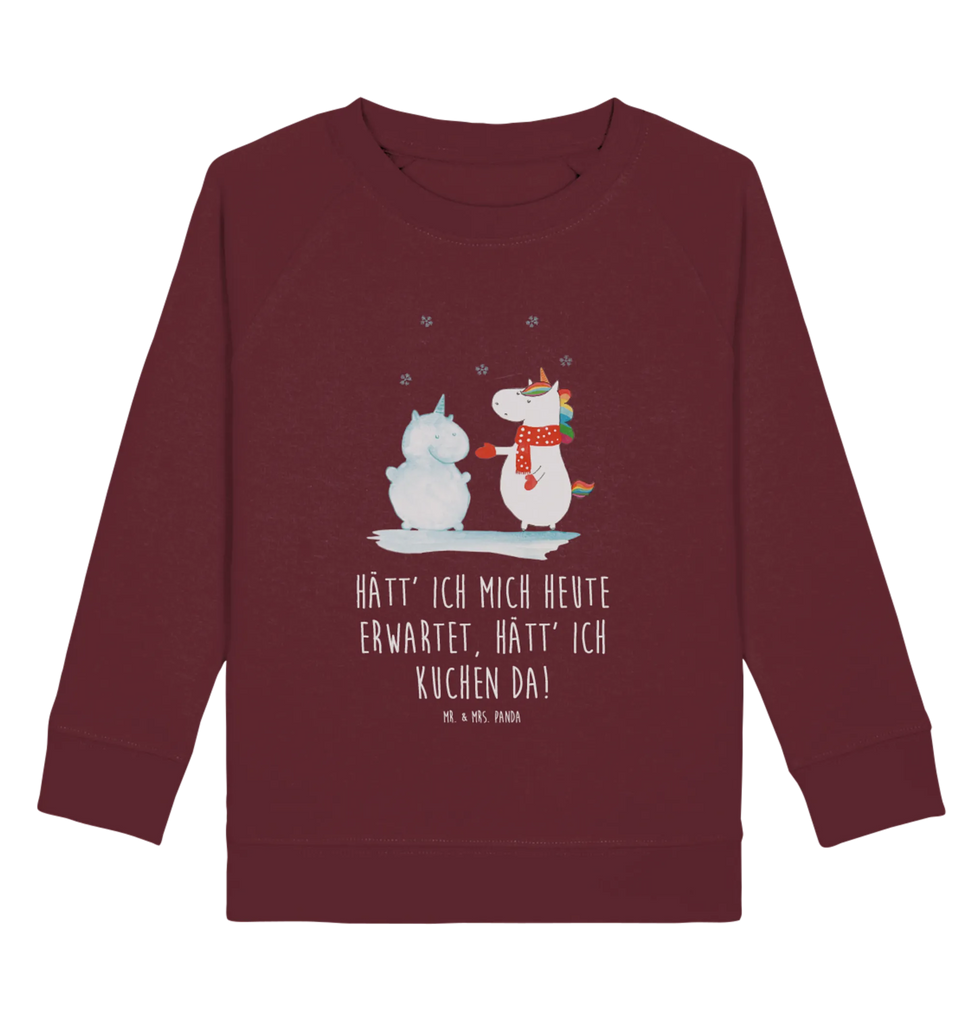 Organic Kinder Pullover Einhorn Schneemann Kinder Pullover, Kinder Sweatshirt, Jungen, Mädchen, Einhorn, Einhörner, Einhorn Deko, Unicorn, Schneemann, Winter, Schnee, Kuchen, Weihnachten, kalt, Mütze, Handschuhe, X-Mas