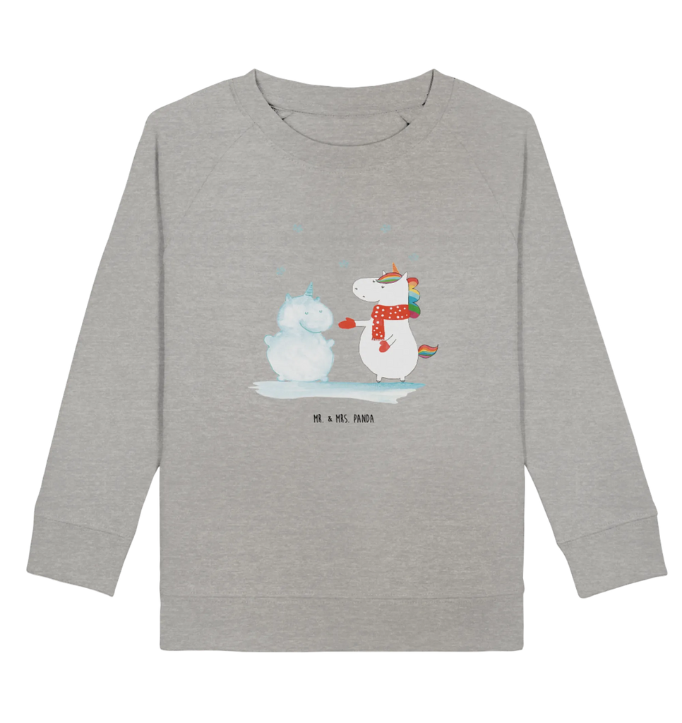 Organic Kinder Pullover Einhorn Schneemann Kinder Pullover, Kinder Sweatshirt, Jungen, Mädchen, Einhorn, Einhörner, Einhorn Deko, Unicorn, Schneemann, Winter, Schnee, Kuchen, Weihnachten, kalt, Mütze, Handschuhe, X-Mas