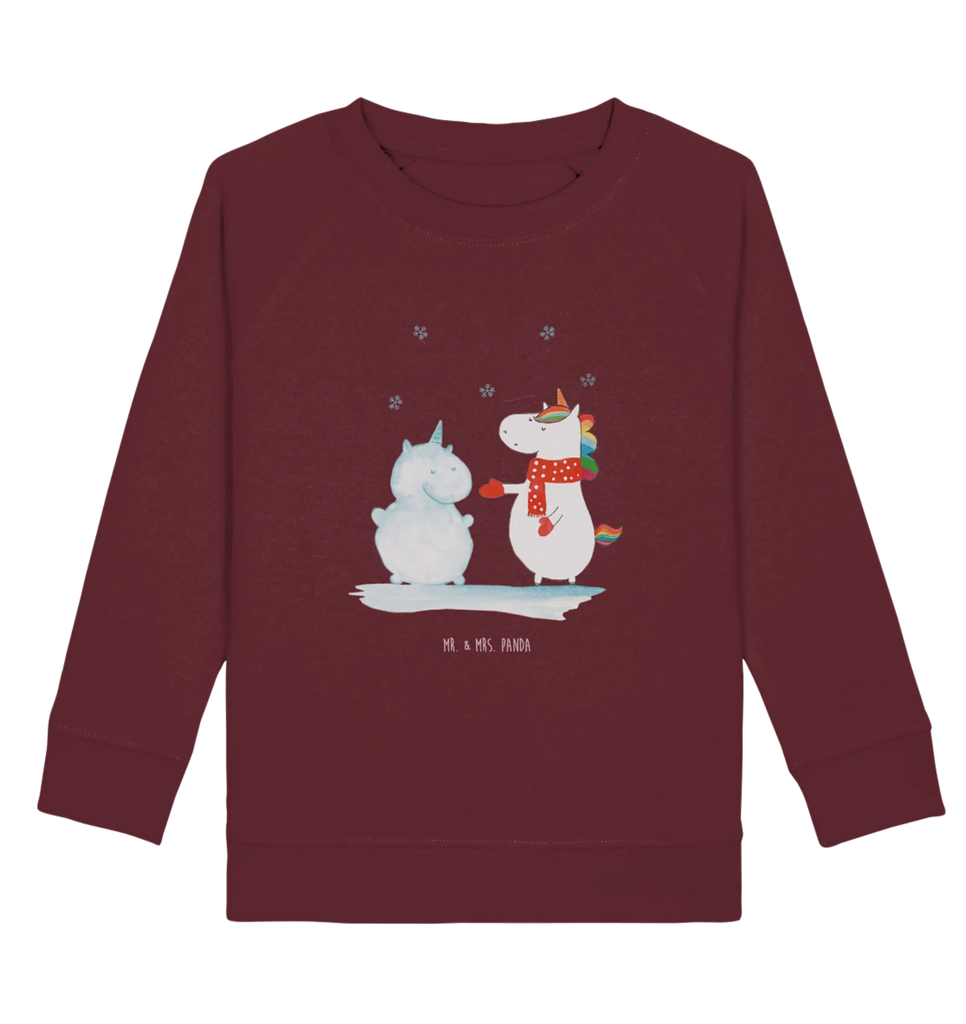 Organic Kinder Pullover Einhorn Schneemann Kinder Pullover, Kinder Sweatshirt, Jungen, Mädchen, Einhorn, Einhörner, Einhorn Deko, Unicorn, Schneemann, Winter, Schnee, Kuchen, Weihnachten, kalt, Mütze, Handschuhe, X-Mas