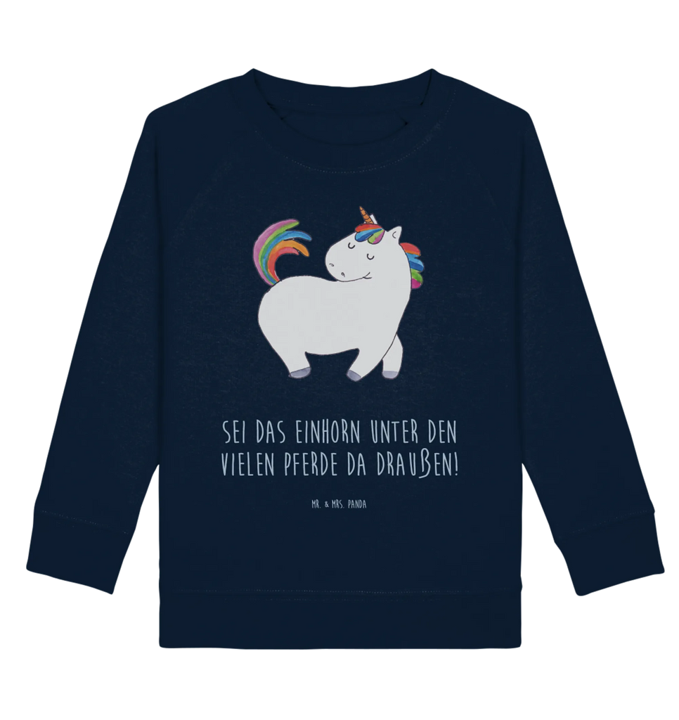 Organic Kinder Pullover Einhorn stolzierend Kinder Pullover, Kinder Sweatshirt, Jungen, Mädchen, Einhorn, Einhörner, Einhorn Deko, Unicorn, stolz, anders, bunt, Pferd, Reiter, Reiten, Freundin, Geschenk